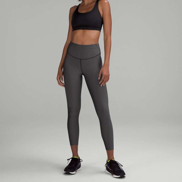 NWT Lululemon Base Pace High Rise Tight 25" Two-Tone Ribbed, 6, Black/Gull Grey - Picture 3 of 8